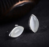 Women's 925 Silver Jade Marcasite Earrings