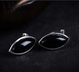 Women's 925 Silver Jade Marcasite Earrings