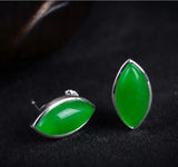 Women's 925 Silver Jade Marcasite Earrings