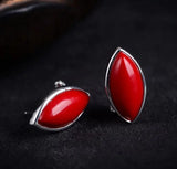 Women's 925 Silver Jade Marcasite Earrings