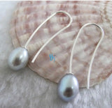 Gray Freshwater Pearl Dangle Earrings 7.5*9mm