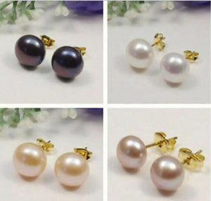 Freshwater Cultured Pearl Earrings 7-8mm Pink Purple Gray