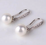 Australia South Sea Pearl Dangle Earrings 8-9mm Perfect Round