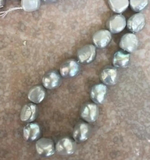 14k South Sea Baroque Grey Pearl Necklace 18in