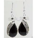 925 Silver Agate Marcasite Dangle Earrings - Bride Jewelry