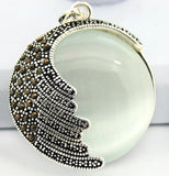 925 Silver Opal Marcasite Pendant 35MM