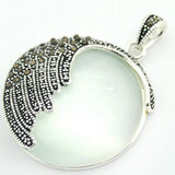 925 Silver Opal Marcasite Pendant 35MM