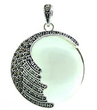 925 Silver Opal Marcasite Pendant 35MM