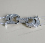 925 Silver Double Row Pearl Necklace & Bracelet Set with Diamond Zircon Clasp