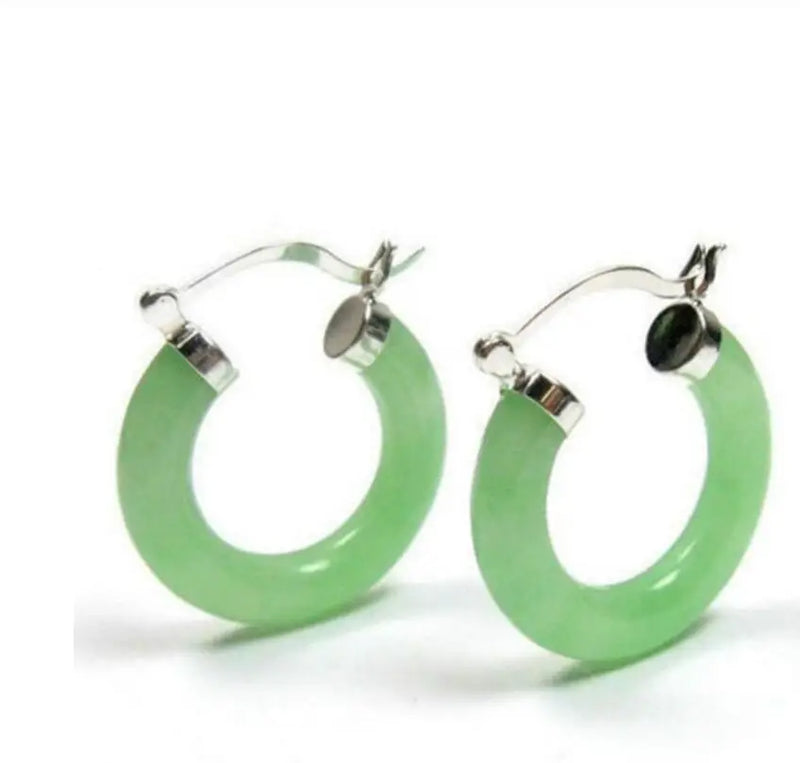 Natural Green 925 Sterling Silver Earrings