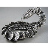 Chinese Tibet silver dragon Head Men bracelet