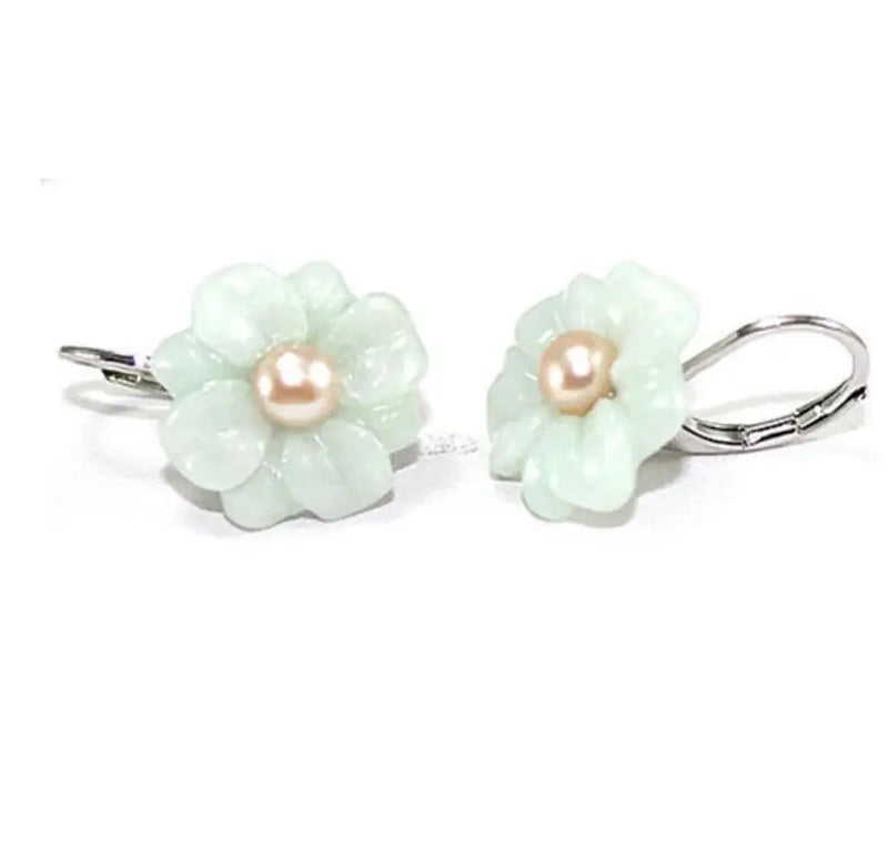 Natural Jade Flower Earring