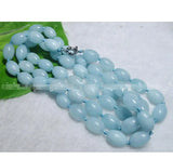 Natural Aquamarine Rice Bead Gemstone Necklace 16''~110''