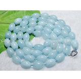 Natural Aquamarine Rice Bead Gemstone Necklace 16''~110''