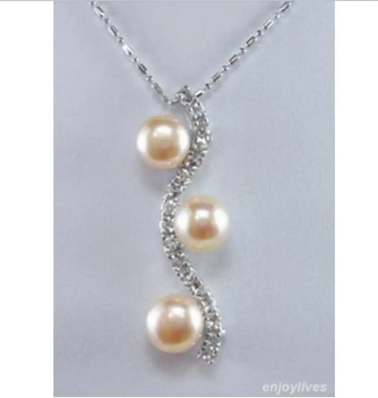 Pink Pearl Crystal Pendant Necklace