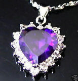 Heart of the Ocean Purple Amethyst CZ Pendant Necklace