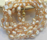 48" 7-8mm Pink Akoya Cultured Pearl Necklace 18K