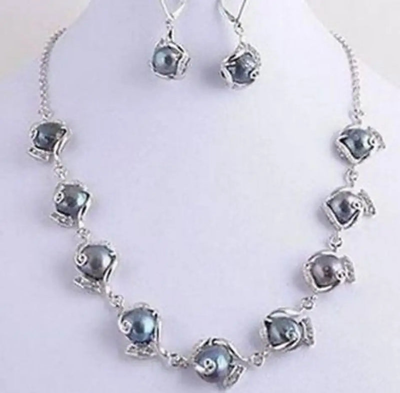 AAA Natural Jade Pearl Necklace Earring Set