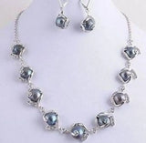 AAA Natural Jade Pearl Necklace Earring Set