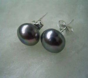 10-11mm Tahitian Pearl Earrings 925 Sterling Silver