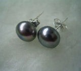 10-11mm Tahitian Pearl Earrings 925 Sterling Silver
