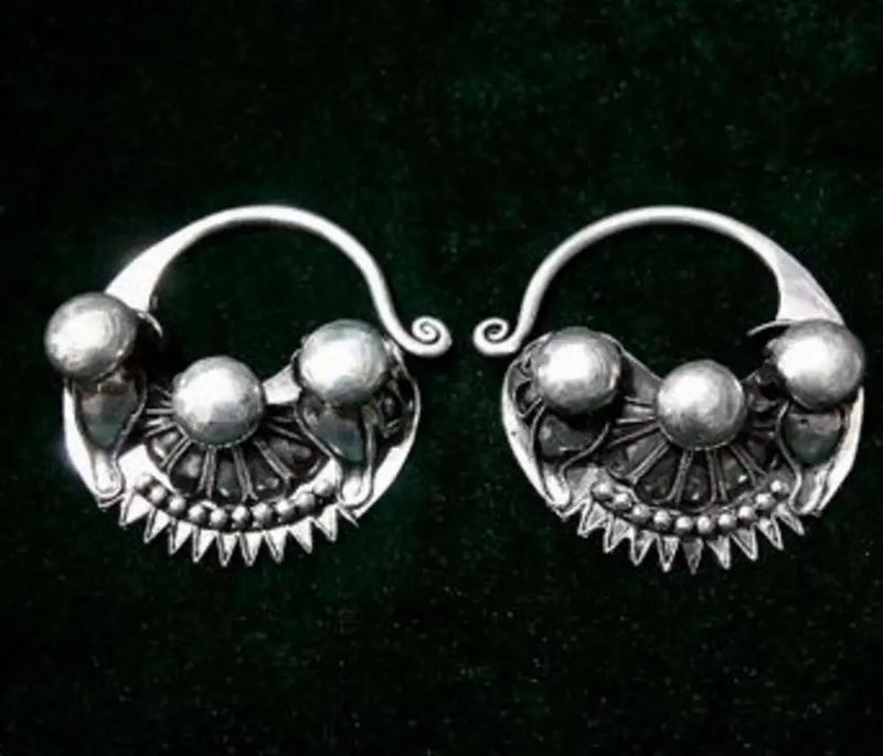 Miao Silver Filigree Ball Earrings Retro Vintage Style Jewelry