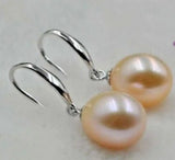 AAA+++ 10*12mm Pink Drop South Sea Pearl Dangle Earrings