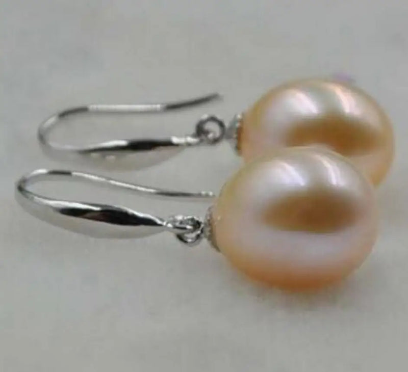 AAA+++ 10*12mm Pink Drop South Sea Pearl Dangle Earrings