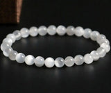Natural Moonstone Light Gemstone Round Beads Bracelet 7mm
