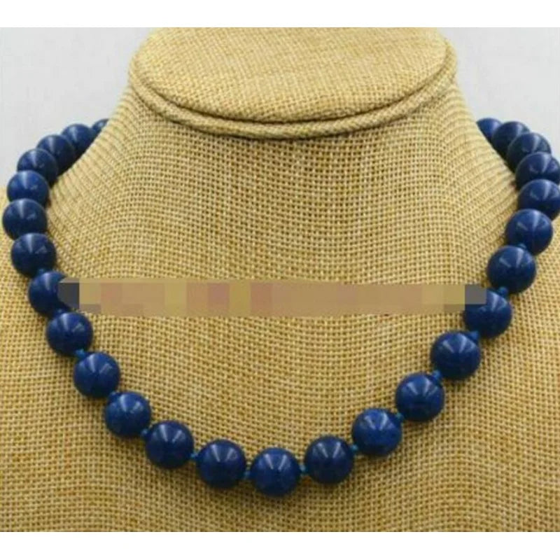 12m Egyptian Lapis Lazuli Round Beads Necklace 18"