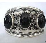 Vintage Tibetan Silver Natural Stone Cuff Bangles Bracelet