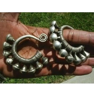 Tibet Tribal Jewelry Miao Silver Earrings Pair