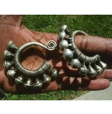 Tibet Tribal Jewelry Miao Silver Earrings Pair