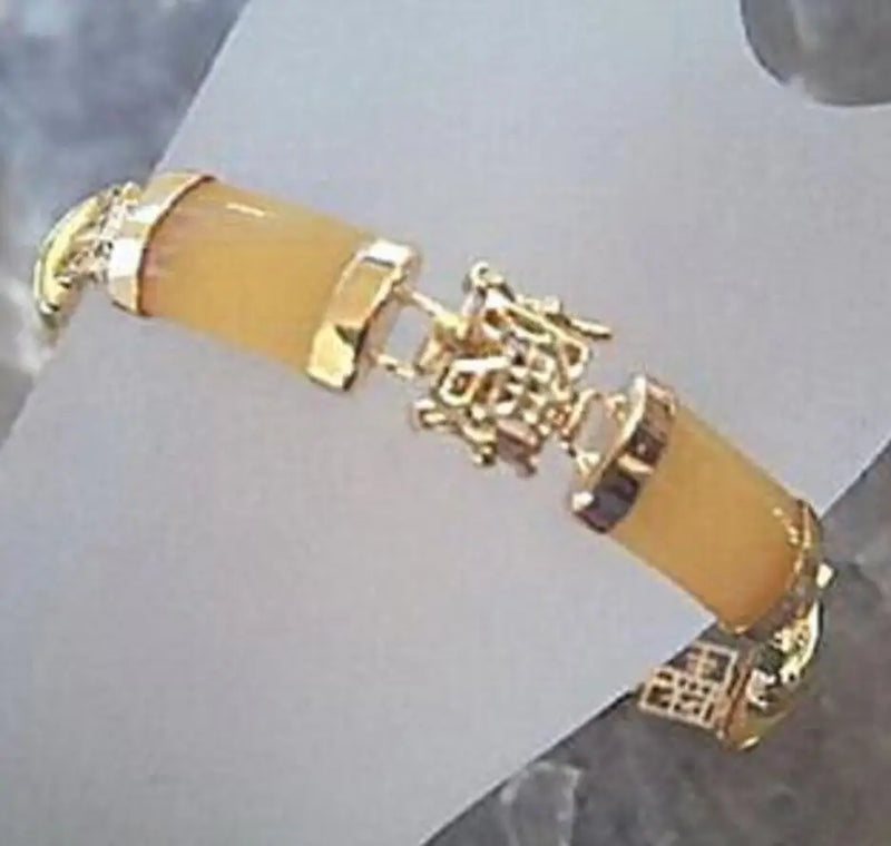 Yellow Stone 18K Link Clasp Bracelet for Luck & Happiness