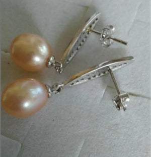 Pink Pearl Earrings Silver