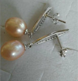 Pink Pearl Earrings Silver