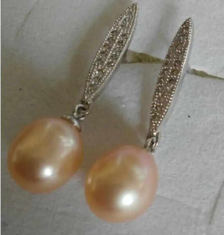 Pink Pearl Earrings Silver