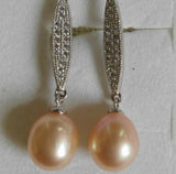 Pink Pearl Earrings Silver