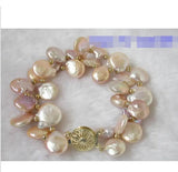 Butterfly Pink Coin Pearl Bracelet 13mm Diploid Bangle