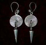 Miao Silver Long Earrings Bell Ring Hanging