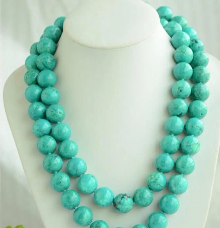 Green Stone Necklace - Bride Jewelry 48inch