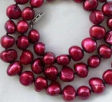 Natural 8mm Baroque Wine Red Freshwater Cultured Pearl Necklace 18 Inch
