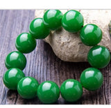 Men's Hetian Jade Bracelet 18mm - Green Bead Domineering Bracelet