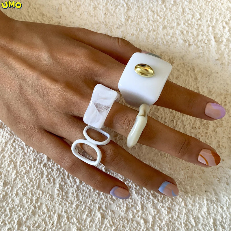 Irregular Shaped Acrylic Suit Ring Sweet Chain Open Hand Ornament Female