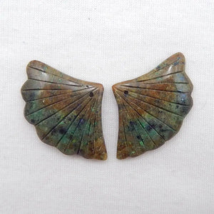 Natural Chrysocolla Carved Earring Beads 26x39x5mm