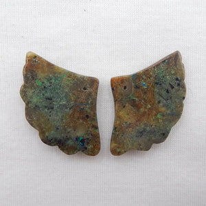 Natural Chrysocolla Carved Earring Beads 26x39x5mm