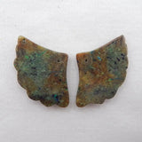 Natural Chrysocolla Carved Earring Beads 26x39x5mm