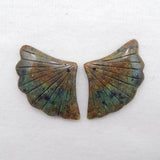 Natural Chrysocolla Carved Earring Beads 26x39x5mm