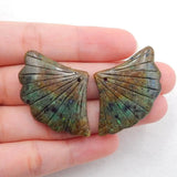 Natural Chrysocolla Carved Earring Beads 26x39x5mm