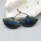 Chrysocolla Carved Leaf Gemstone Earrings